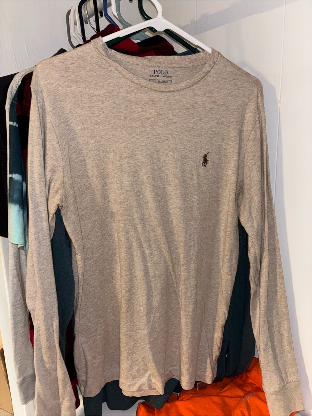 Polo by Ralph Lauren Light Heather Gray Long-Sleeve Crew with Brown Pony